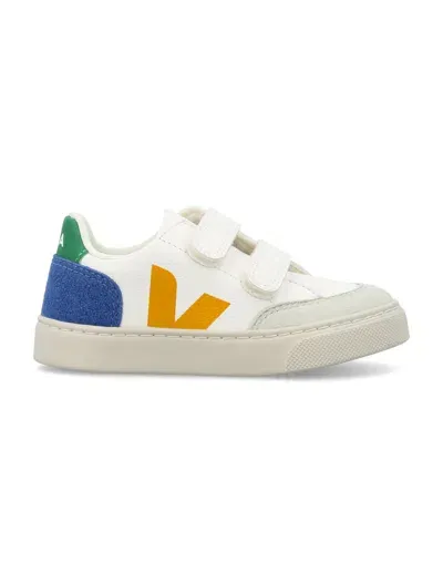 Veja Kids' V-12 Chrome-free Leather Sneakers In White