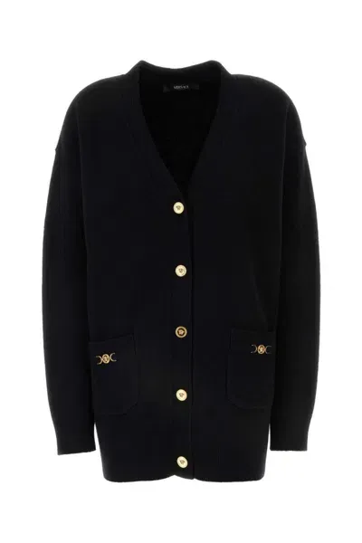 Versace Medusa-button Cardigan In Black