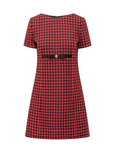 Versace Dress Windowpane In Multi