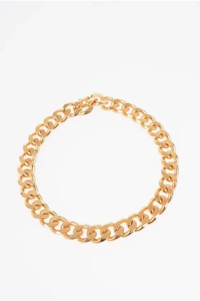 Versace Golden Brass Necklace With Snap Closure