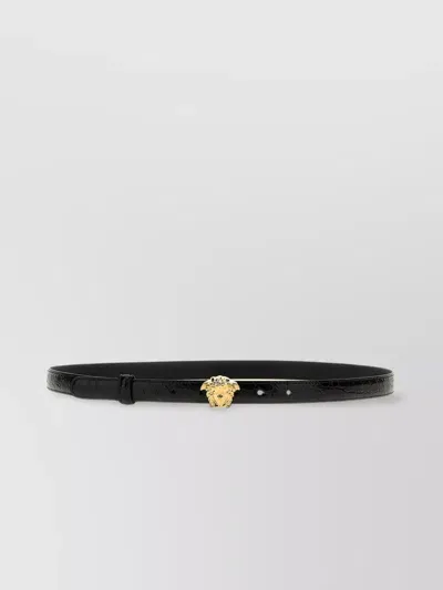 Versace Medusa Head Embossed Belt In Black