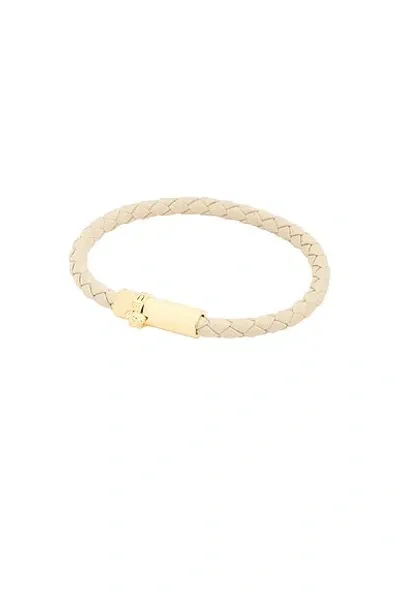 Versace Medusa Braded Leather Bracelet In Sand Oro