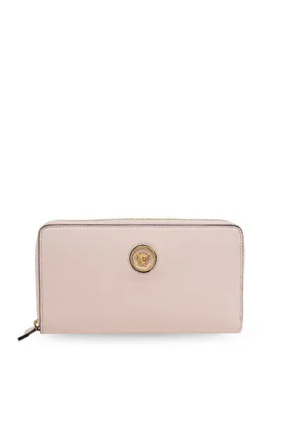 Versace Medusa Plaque Zipped Continental Wallet In Pink