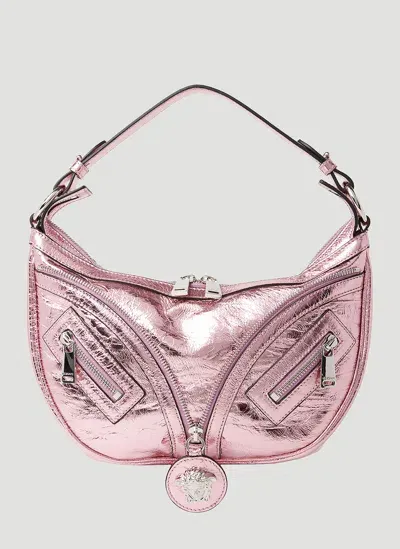 Versace Repeat Hobo Small Shoulder Bag In Pink