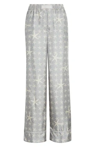 Versace Sea Star Silk Palazzo Pants In Multicolor