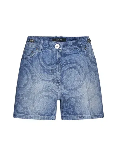 Versace Shorts In Medium Blue