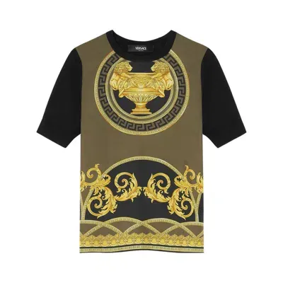 Versace La Coupe Des Dieux Panelled T-shirt In Black