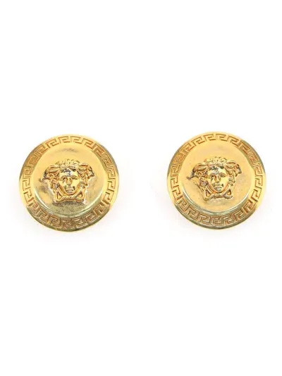 Versace Tribute Medusa Studded Earrings In Gold