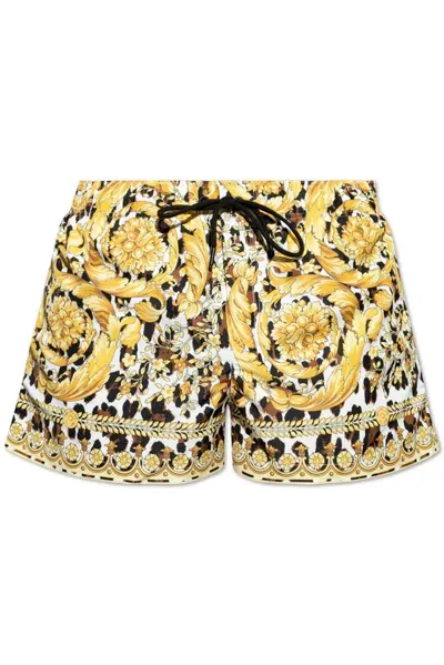 Versace Wild Barocco Drawstring Swim Shorts In Multi