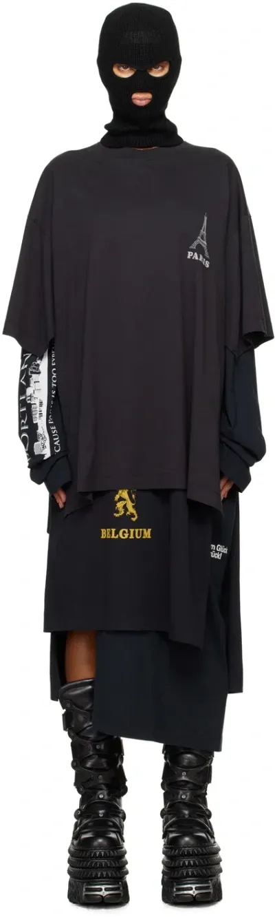 Vetements Black Layered Tourist T-shirts Midi Dress