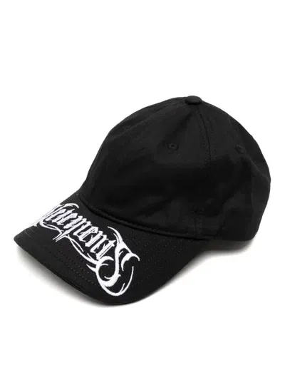 Vetements Logo-embroidered Cotton Cap In Black