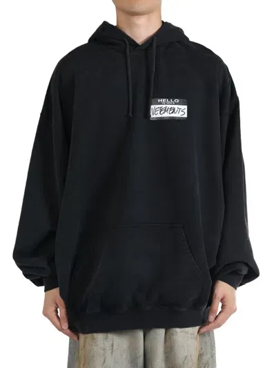 Vetements Logo-print Drawstring Hoodie In Black