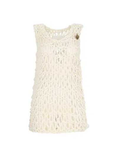 Via Piave 33 Openwork Top In Cream