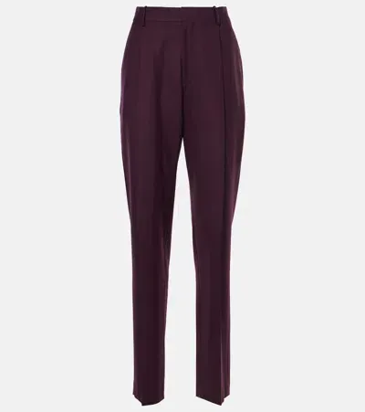 Victoria Beckham Asymmetric Wool-blend Chinos In Brown