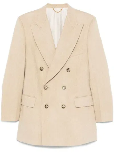 Victoria Beckham Peak-lapel Blazer In Neutrals