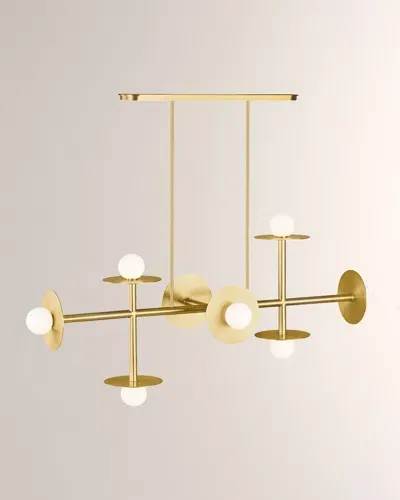 Visual Comfort Studio 8 - Light Linear Chandelier Nodes By Kelly Wearstler In Burnished Brass