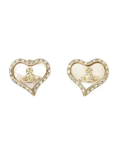 Vivienne Westwood Petra Earrings In Gold / White Pearl Tint Mop / White