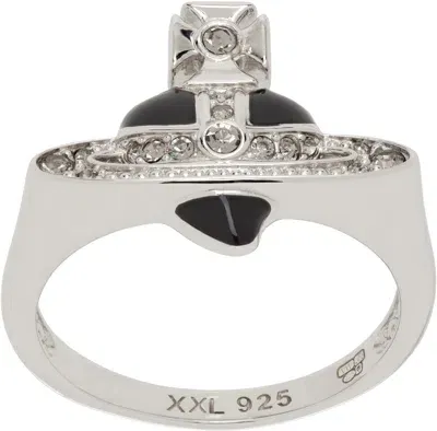 Vivienne Westwood Silver New Diamante Heart Ring In Metallic