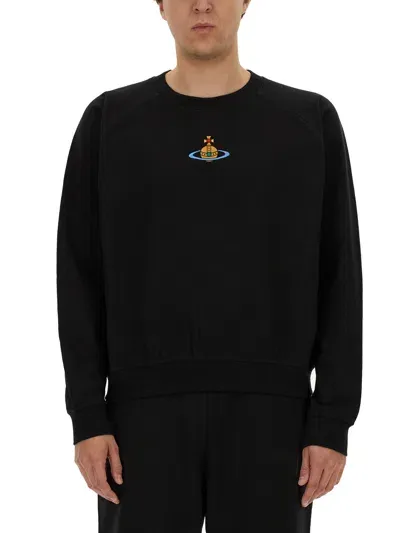 Vivienne Westwood Orb Embroidered Crewneck Sweatshirt In Black