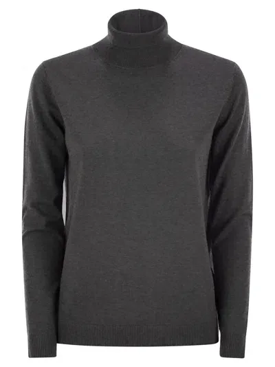 Weekend Max Mara Kiku - Turtleneck Sweater In Wool And Silk In Grey