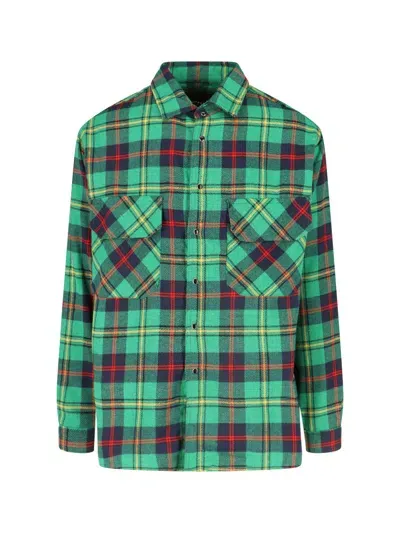 White Sand Checked Shirt In Green