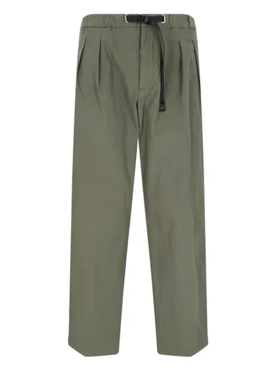 White Sand Wide Belted Pants In Green