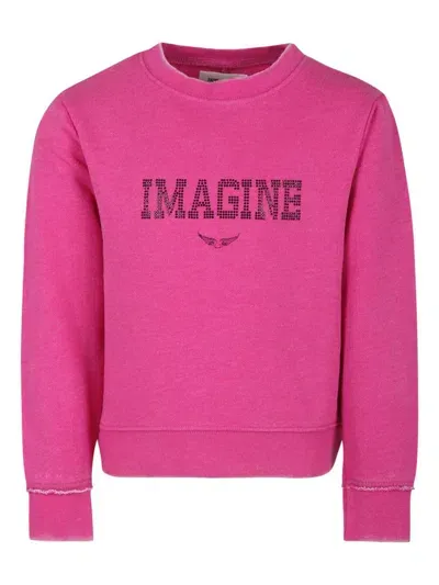 Zadig & Voltaire Kids' Slogan-embellished Sweatshirt In Pink