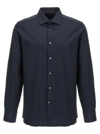 Zegna Poplin Shirt In Blue