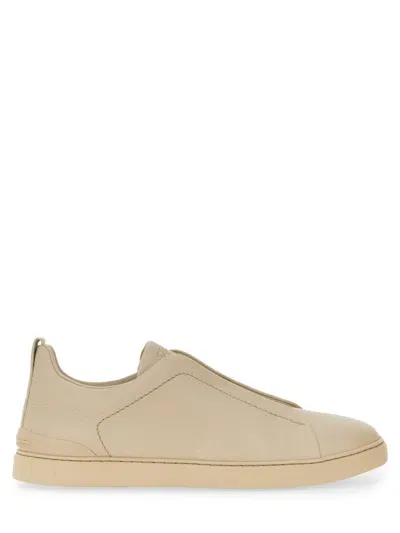 Zegna Triple Stitch Sneakers In Beige