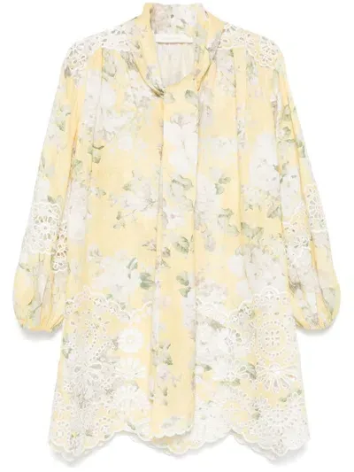 Zimmermann Acacia Mini Dress In Yellow