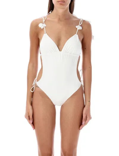 Zimmermann Flower Pop Swimsuit In White