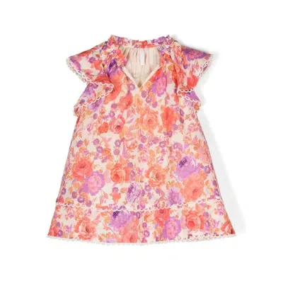 Zimmermann Kids' Raie Floral Cotton Dress In Purple