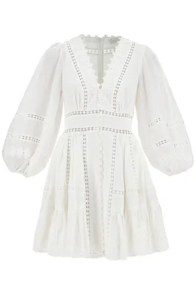 Zimmermann Short Dress With Cutwork Embroidery Details