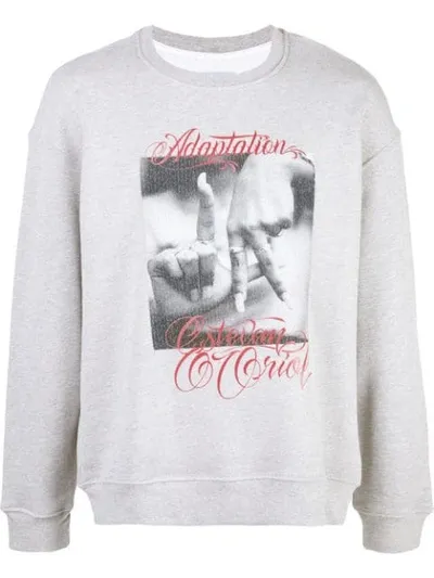 Adaptation Crew Neck Printed Sweatshirt In Grey