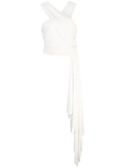 Josie Natori Long Draped Detailed Top In White