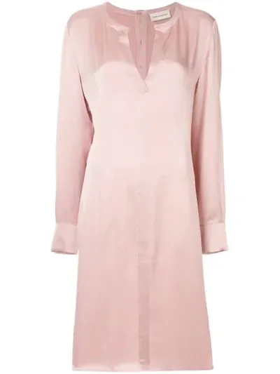 Mansur Gavriel Hammered Silk-satin Dress In Pink