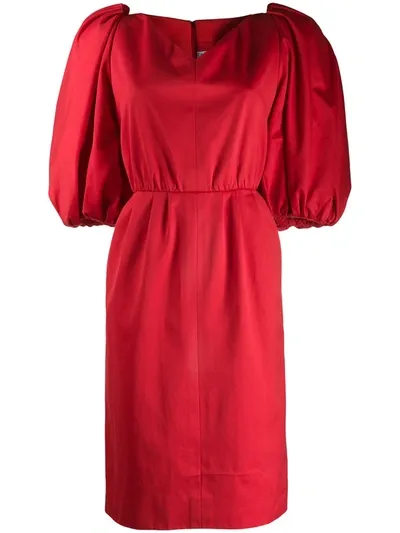 Pre-owned Saint Laurent Balloon Sleeves Dress In Red