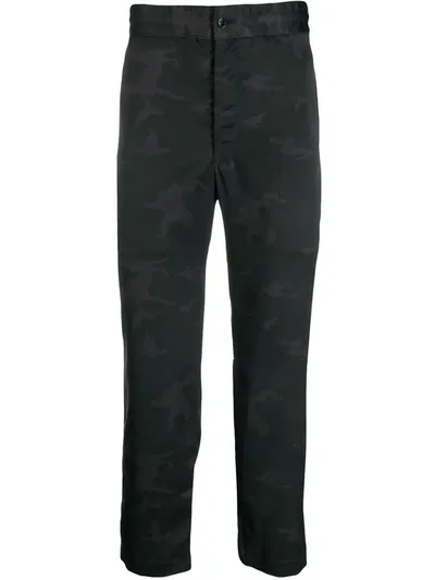 Black Comme Des Garçons Camouflage Print Cropped Trousers In Black