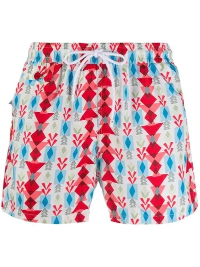 Kiton Badeshorts Mit Print In White