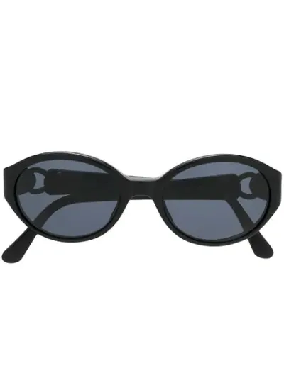 Pre-owned Saint Laurent Oval Frame Sunglasses In Black