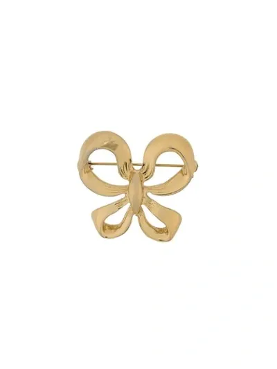 Pre-owned Saint Laurent 1980s Bow Brooch In Gold