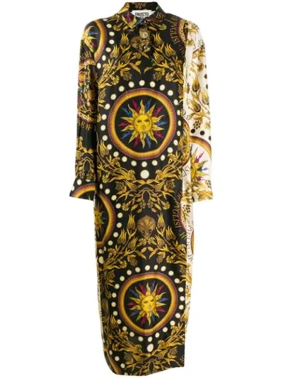 Fausto Puglisi Long Printed Shirt Dress In Black