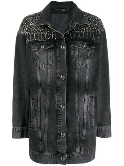 Philipp Plein Gothic Plein Denim Jacket In Grey