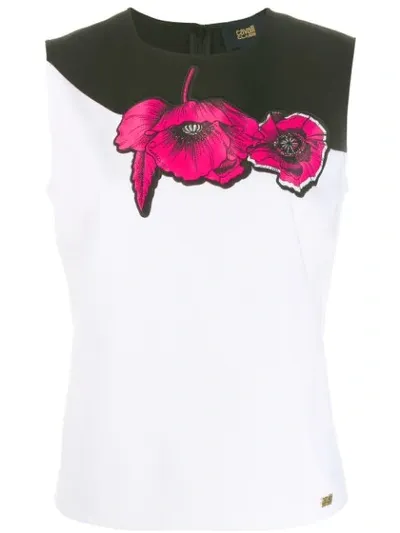 Cavalli Class Floral Print Top In White