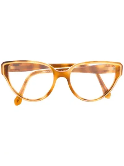 Pre-owned Saint Laurent 1990's Tortoiseshell Cat Eye Prescription Glasses In Brown