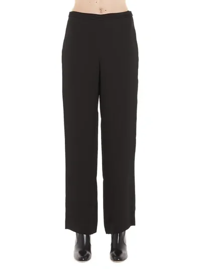 Theory Hammered-satin Straight-leg Pants In Black