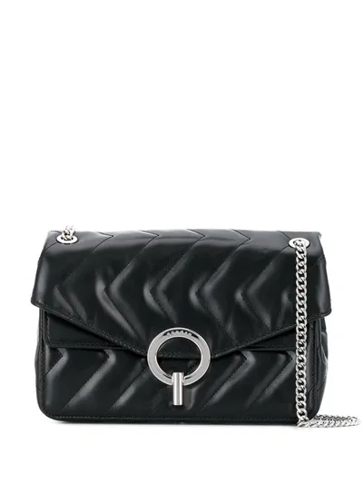 Sandro Yza Quilted Shoulder Bag In Noir / Gris