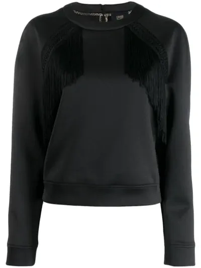 Cavalli Class Fringe-trimmed Sweatshirt In Black