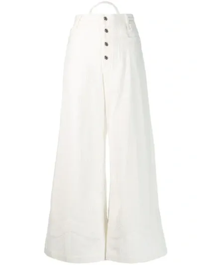 House Of Sunny Flared Leg Corduroy Pants In White