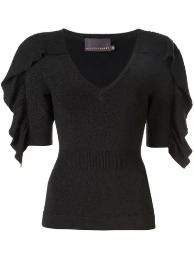 Ginger & Smart Revel Knit V-neck Top In Black